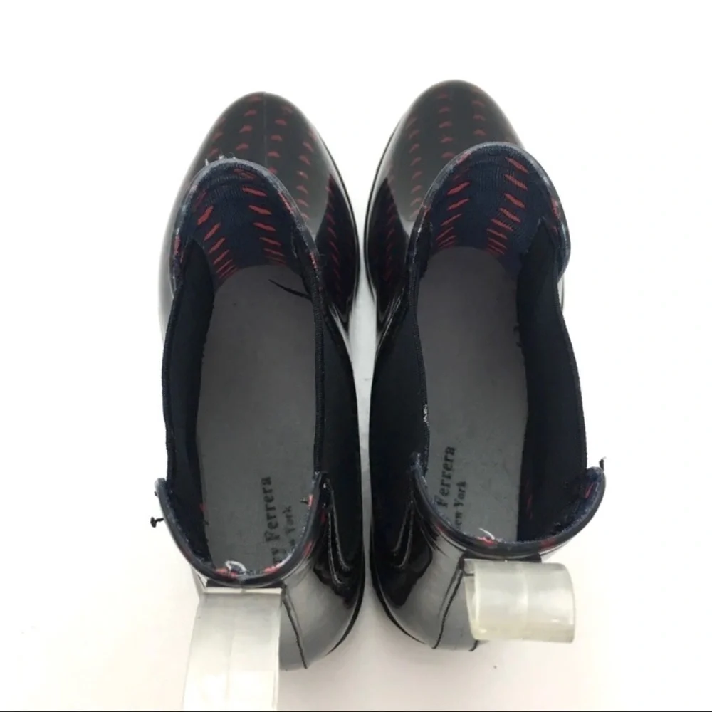 HENRY Ferrera Heart Print Ankle Rain Boot In Black With Red Heart